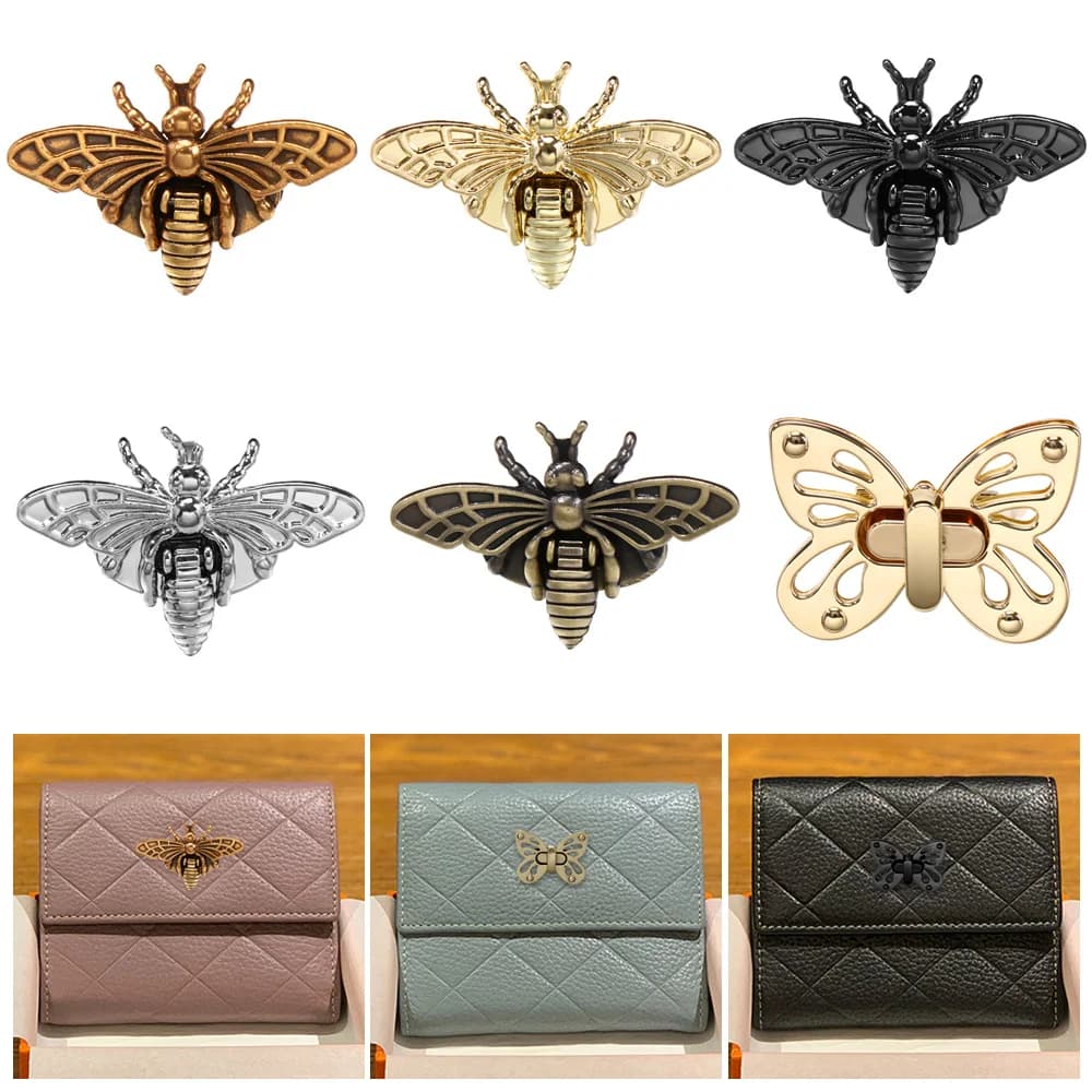 Fashion High Quality Retro Turn Lock Bee Shape Metal Buckles Handbag Purse Bag Clasp Hardware DIY Leather Crafts Accessories