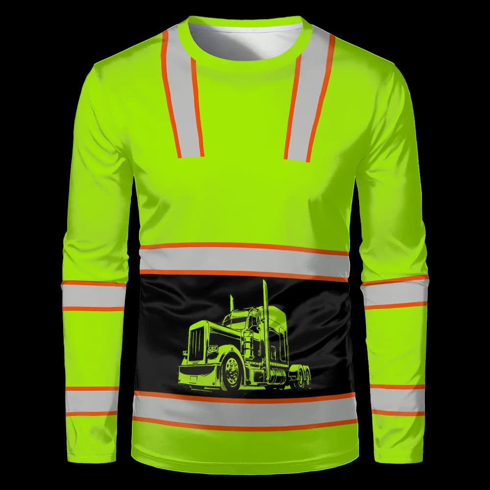 Construction Workers Uniforms Men's T-shirt Loose Casual Classic O Neck Long-sleeve Tops Comfortable And Breathable Work Clothes