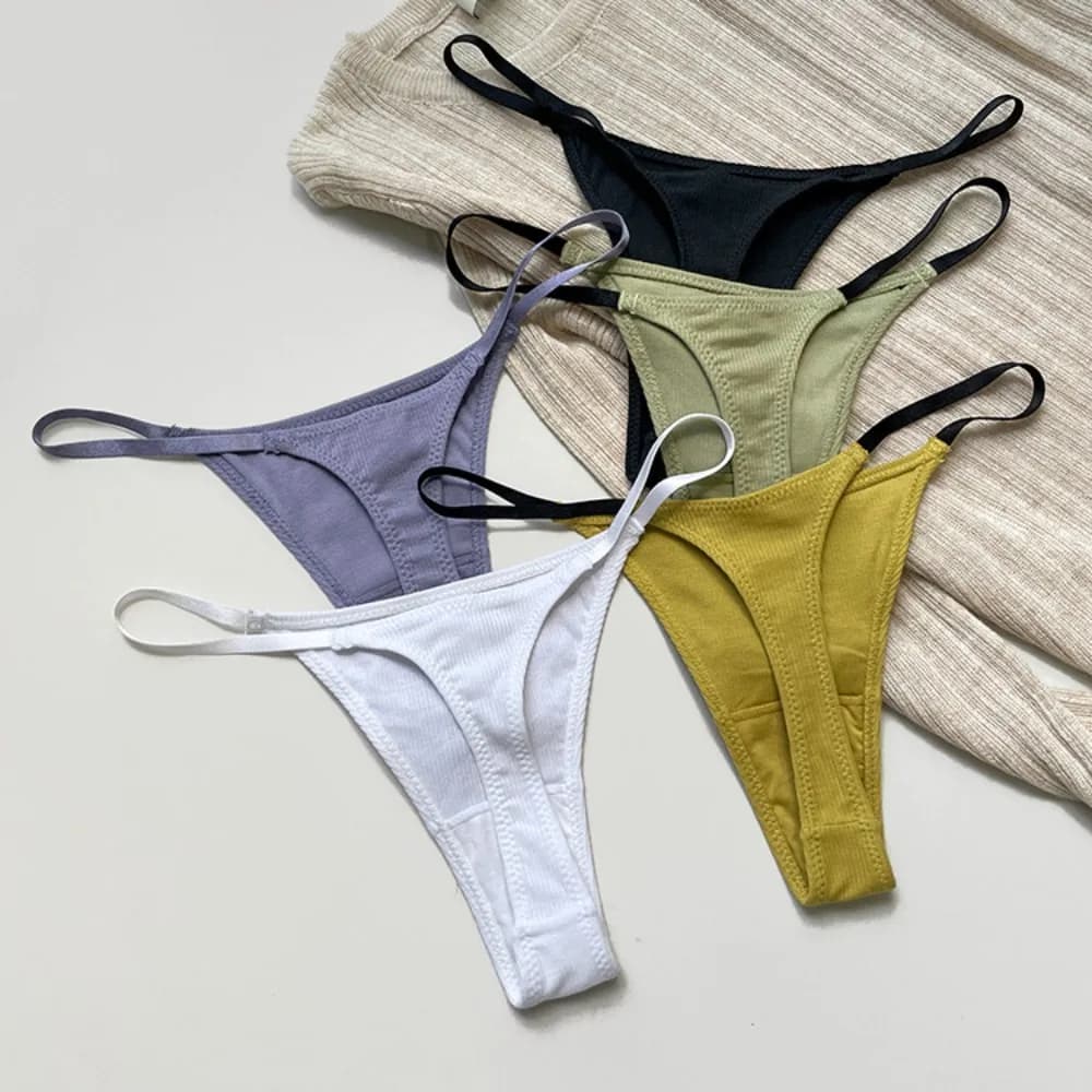 Women Female Cotton Low Rise T Pants Thin Strappy G Strings Panties Thongs Underwear