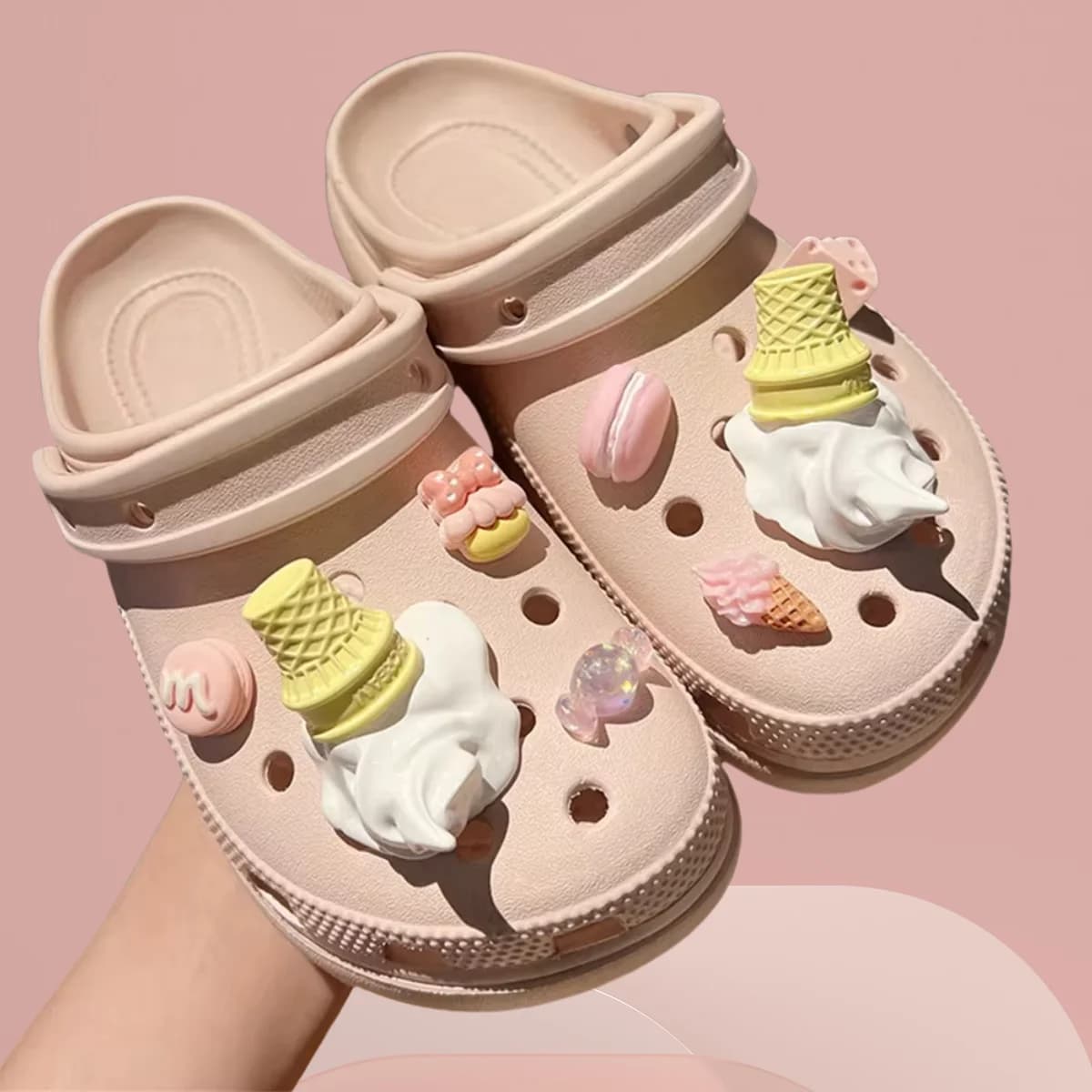 2024 Funny Ice Cream Charms For Clog Shoe Decoration Diy Detachable Clog Accessory, Creative Summer Footwear Decoration