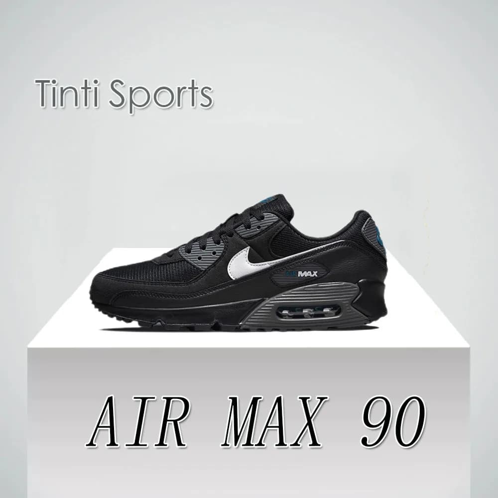 Nike New AIR MAX 90 Low Men's Sneakers Winter Breathable and comfortable casual shoes Anti-slip and wear resistant glossy black