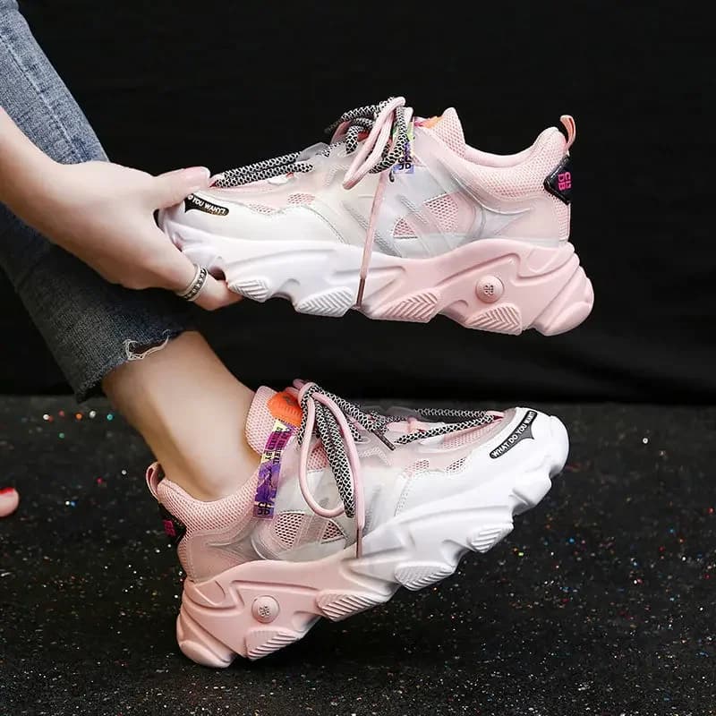 Sports Low Sneakers Lace Up Running Mesh Breathable Flat Ladies Shoes Athletic Women Footwear Korean Designer Cotton Y2k Fashion