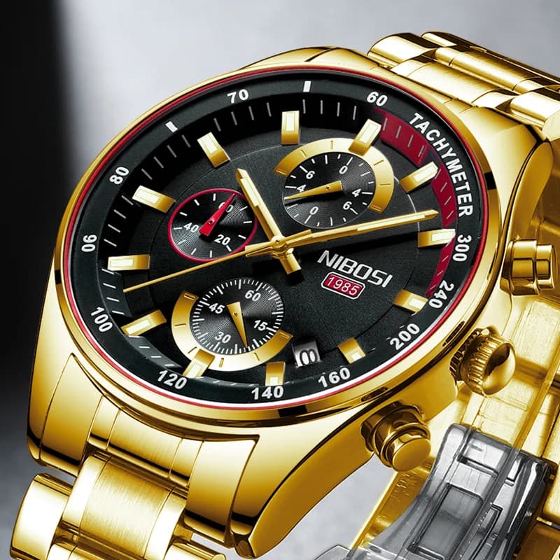 NIBOSI Fashion Mens Watches Top Brand Luxury Wristwatch Quartz Clock Wristwatch Man Waterproof Chronograph Relogios Masculino