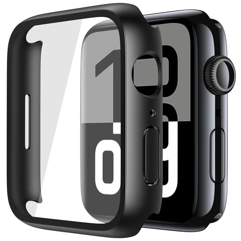 Glass+Cover For Apple Watch case 46mm 42mm 40mm 45mm 41mm 38mm 44mm Screen Protector iwatch series 10 9 8 7 6 5 3 SE Accessories