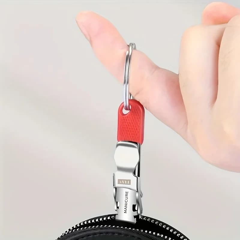 Stainless Steel Portable Folding Nail Clippers with Keychain - Convenient Pedicure Tool for On-the-Go Grooming
