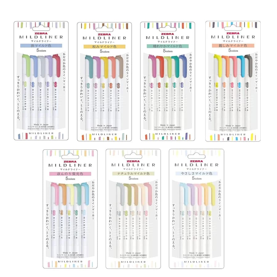 Zebra Mildliner Highlighter Pastel Full Set 5/25/35 Colors Marker Pen Double-Ended Art Stationery Supplier for Drawing Painting