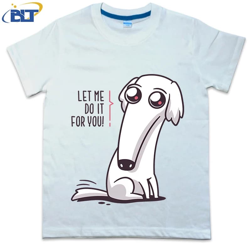Let Me Do It For You - Long Nose Borzoi Dog Kids T-shirt Summer Children's Cotton Short-sleeved Casual Tops for Boys and Girls