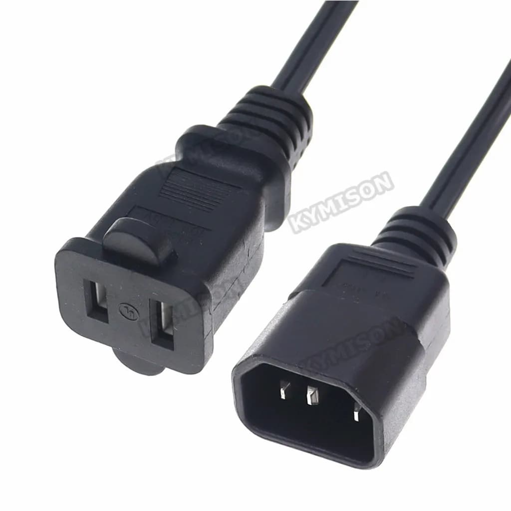 IEC320 C14 to US Polarized Female Socket Power Converter Cable, C14 3PIN to American Nema 1-15R Adapter AC Lead Cord Cable