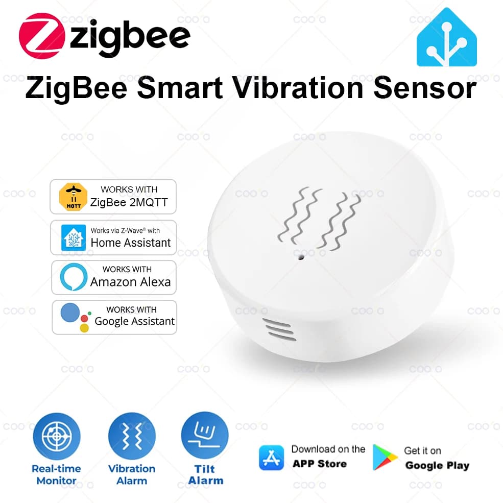 ZigBee Smart Vibration Tilt Sensor Real Time Monitor Door Window Detection Alarm Smart Home Security Protection System for Z2M