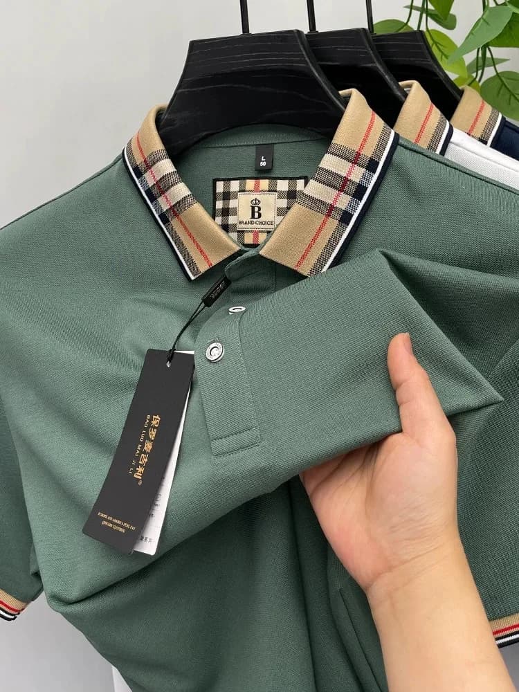 Luxury brand short sleeve polo shirt men fashion simple solid color summer new mercerized cotton breathable casual lapel T shirt