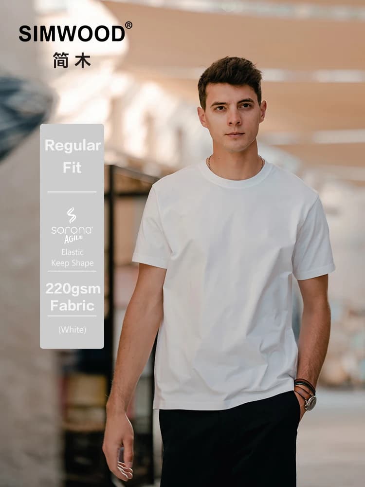 SIMWOOD 2025 Summer New Regular Fit 220gsm Quick-Drying Cool Feeling Fabric T-shirts Men Running Gym Workout Breathable Top