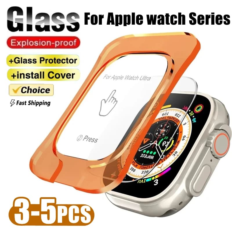 3-5Pcs Tempered Glass Screen Protector For Apple Watch Ultra 49mm Accessories HD Film iWatch Ultra automatic installation