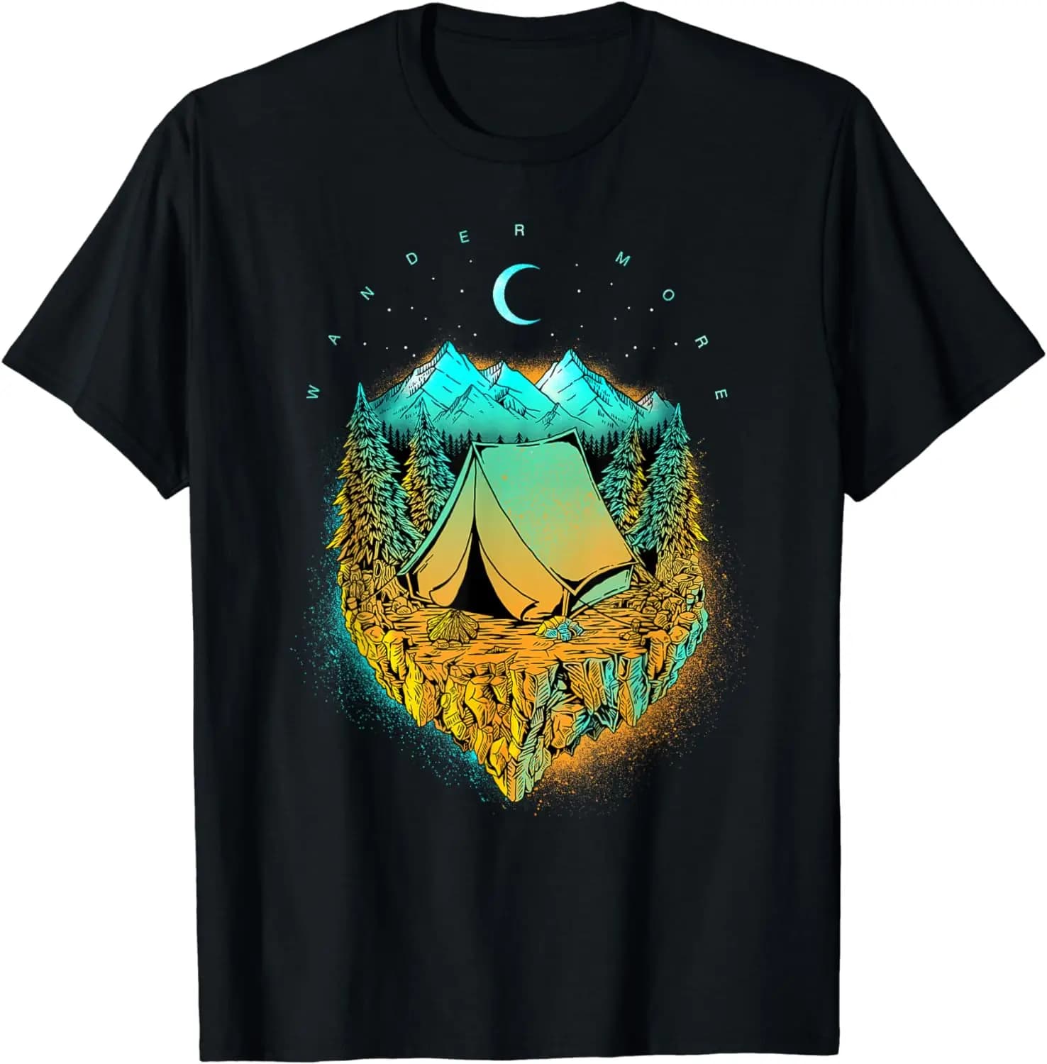 Wander More Hiking Camping Tent Magical Camp T-Shirt Funny  Graphic T Shirts  Streetwear  Men Clothing Tops  Camisas