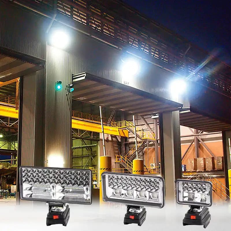 Multi functional rechargeable LED light, lithium battery floodlight, work light, emergency light, dual USB rechargeable phone