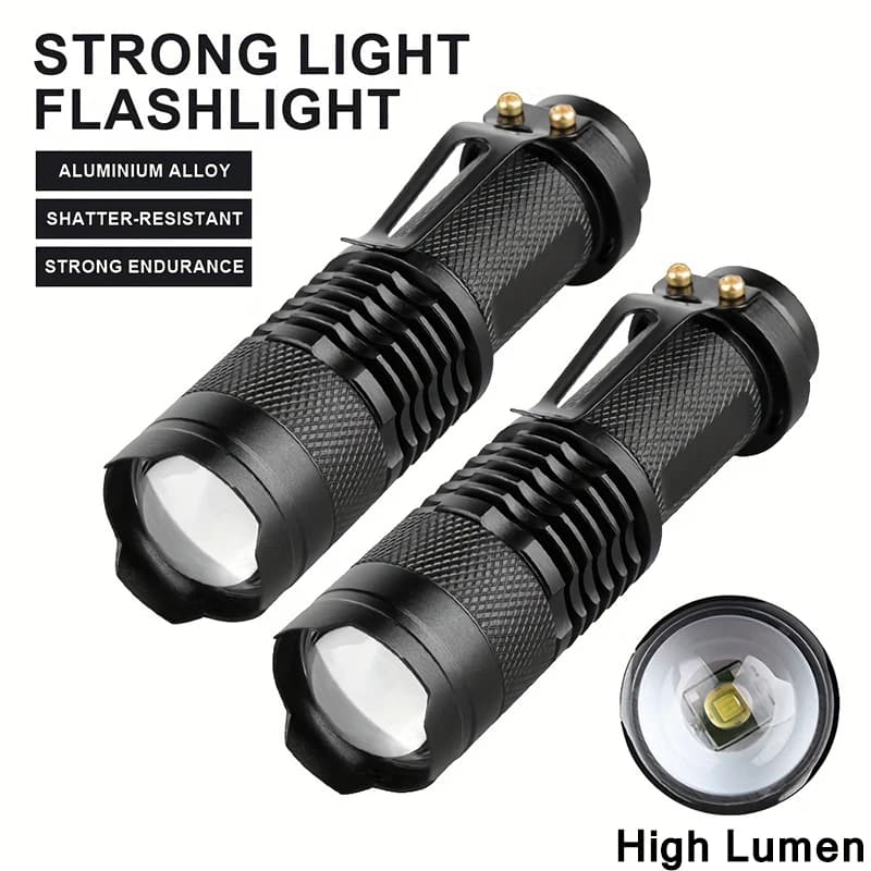 Powerful Tactical Flashlights Portable LED Camping Lamps 3 Modes Zoomable Torch Light Lanterns Self Defense 6pcs/Lot z50