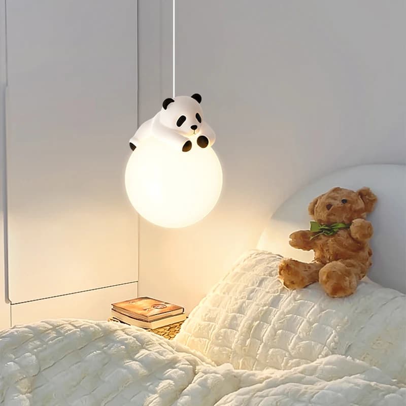 Resin Panda Pendant Lamps Children's Room Hanging Light Bedroom Bedside Chandelier for Baby Kids Nuersery School Panda Light