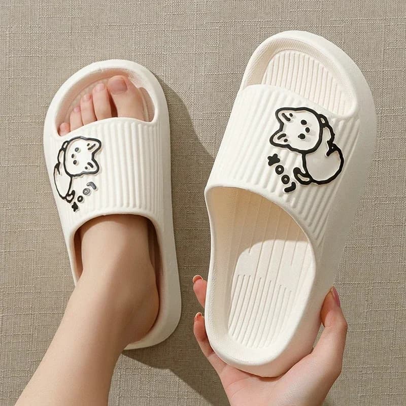 2025 Summer Women Slippers Bath Thick Platform Non-Slip Home Cat Cartoon Flip Flops Beach Sandals Ladies Slides Indoor Outdoor