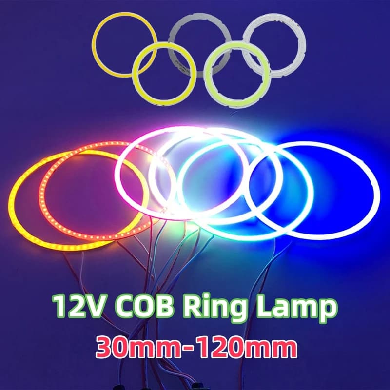 12V Round COB LED Light Ring Bulb 40 50 60 70mm 80mm 90mm 100mm 120mm Diameter Circle LED Lamp Angel Eye for Car Decor DIY Light