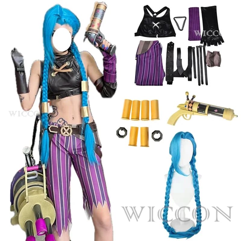 Anime Game lol arcane cosplay costume crit Loli jinx cosplay loose canon cosplay costume sexy wig costume women carnival costume