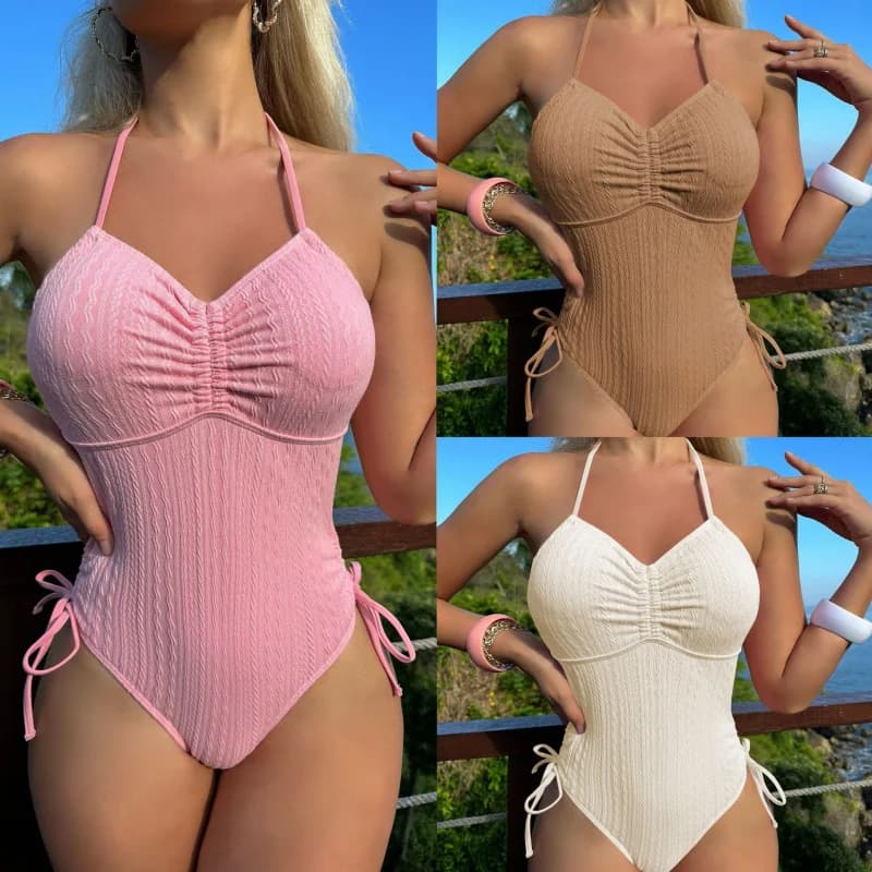 One Piece Swimsuit with Drawstring, Special Fabric, Sexy Bikini, New, 2022