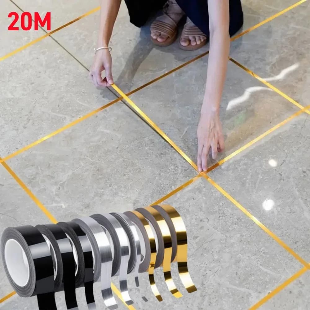 20m Self Adhesive Ceramic Tile Mildewproof Gap Tape Decor Gold Silver Black for Wall Tile Floor Tape Sticker Home Decorations