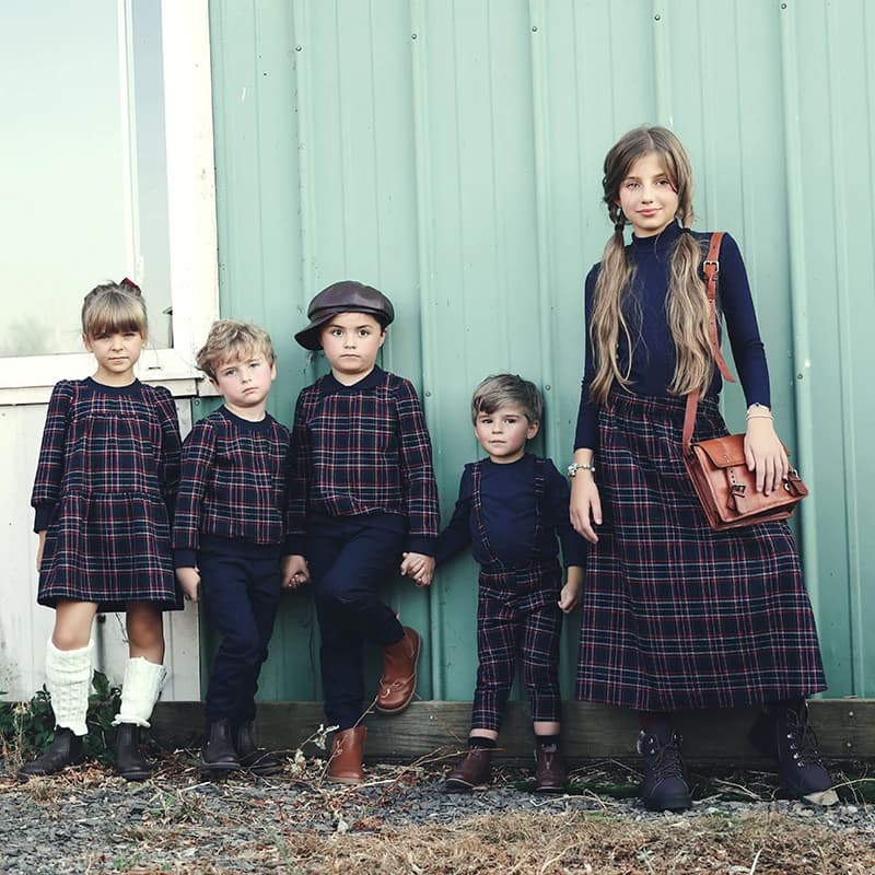 Ali Plus AW25 high quality Plaid cotton collection girls dress baby romper boys top and skirt