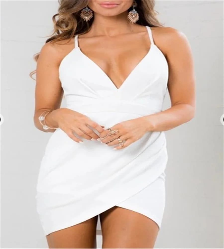 New women's dress New sexy V-neck halter white cocktail dress middress
