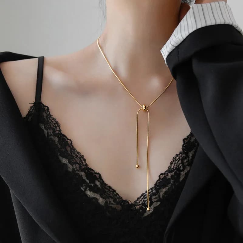 Simple Long Tassel Chain Necklace For Women Trendy Adjustable Choker Necklace Fashion Jewelry Chain On The Neck Girls Gifts