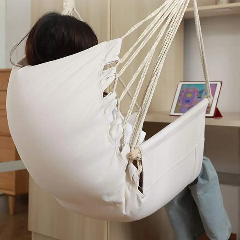Durable Hanging Hammock Chair Bedroom Furniture Hanging Swing Indoor Outdoor Cotton Rope Boho Patio Chair Home Decor for Balcony