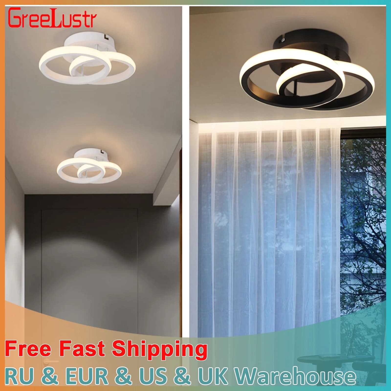 Modern Acrylic Led Ceiling Lamp Home Appliance Decor Lighting Surface Mounted Balcony Corridor Indoor Bedroom Aisle Luminaire