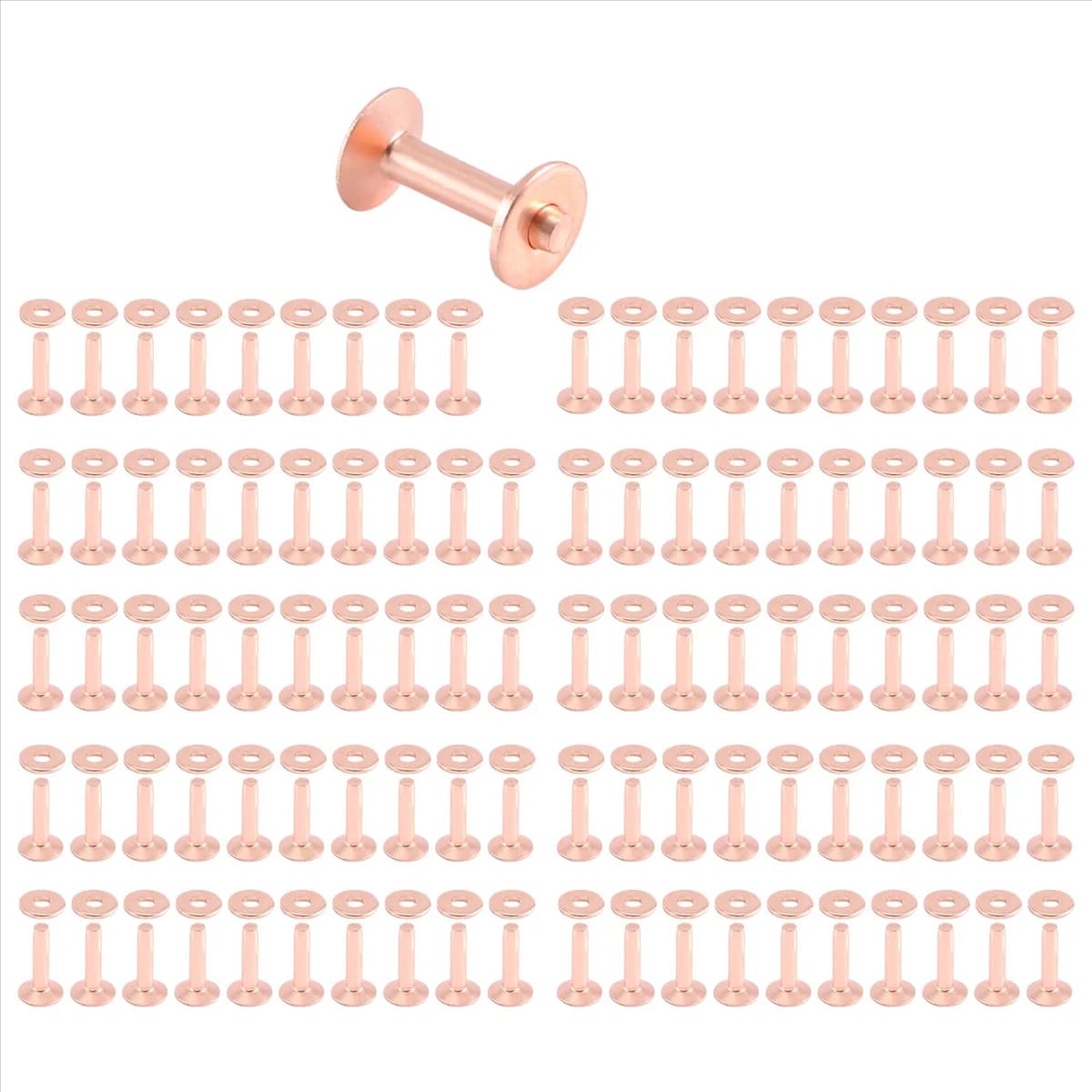 100 Sets Copper Rivets and Burrs Washers Leather Copper Rivet Fastener for Collars Leather DIY Craft Supplies