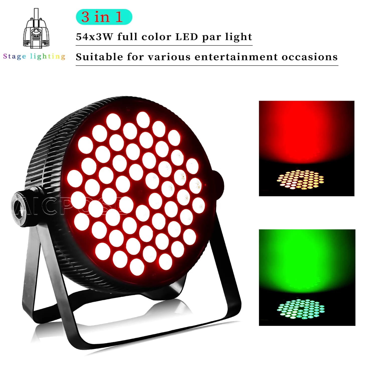 54x3W RGB 3 in 1 LED Par Light Aluminum Stage Flat Spotlight DMX Controlled Effect DJ Disco Lights Party Wedding Stage Lighting
