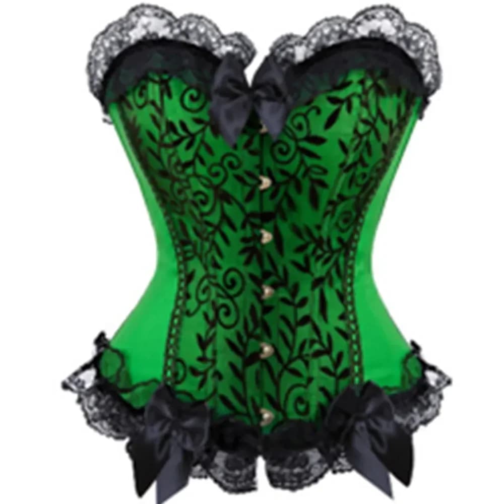 Fashion Corset Top Women Bustier Overbust Sexy Lace-up Floral Vintage Victorian Bustiers