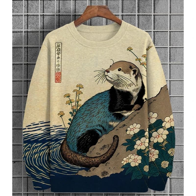 3D Print Ukiyo-E Long Sleeved T-shirt For Men Pullover Autumn Vintage T-Shirts Oversized Sportwear Fashion Men's Clothing Tops