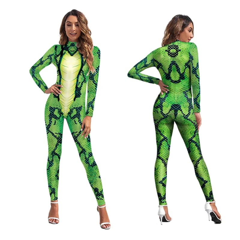 Zawaland Bodysuits For Women's Catsuit Funny Frog Animal Cosplay Clothing Stretch Jumpsuits Halloween Costume Female Zentai