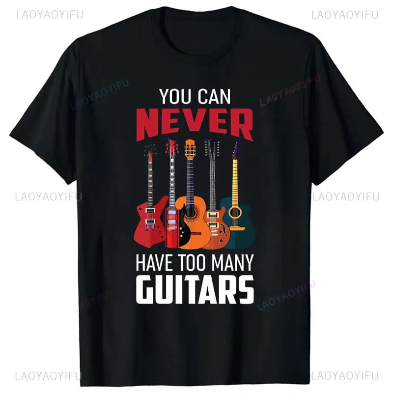Funny Electric Guitar Music Style Short Sleeve Tshirt Fashion Man T Shirts Summer Casual O-neck Cotton T-Shirts Streetwear Tees
