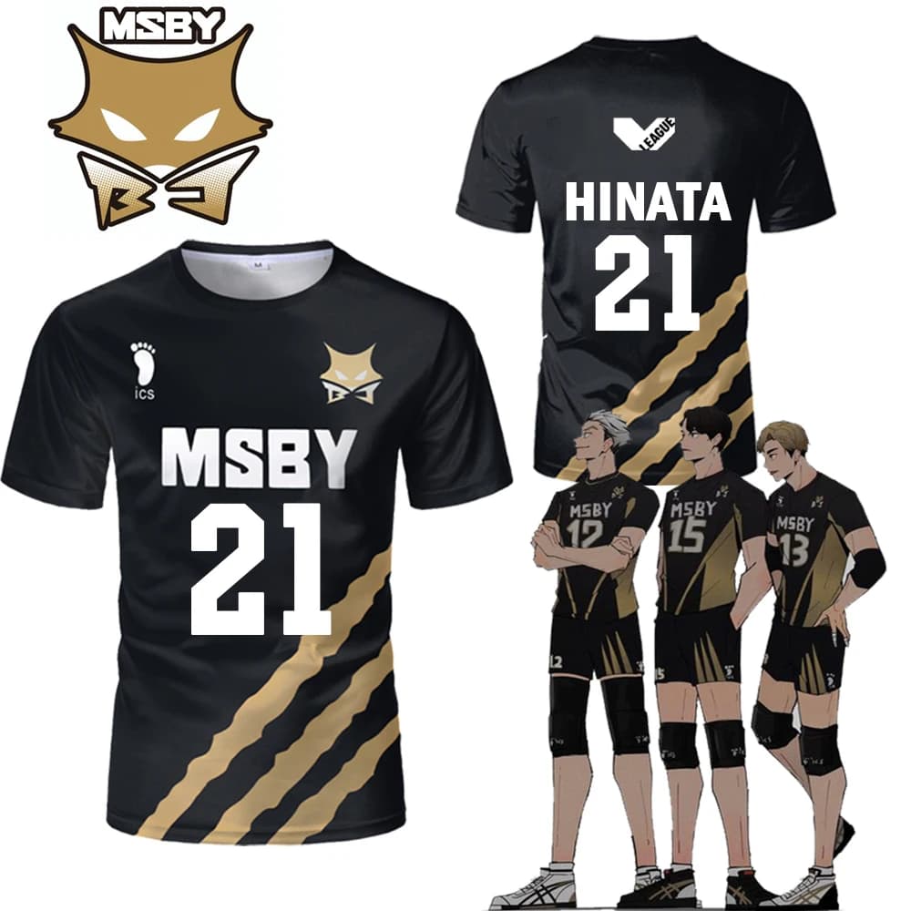 Haikyuu MSBY Black Jackal jersey Japanese anime cosplay tops Volleyball uniforms for men and women breathable Kid's T shirts
