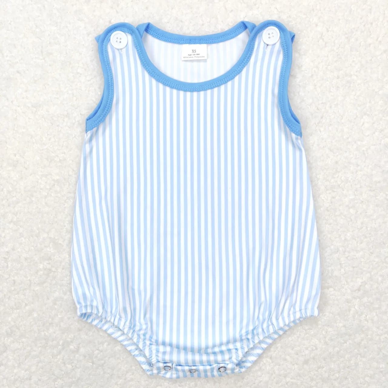 Wholesale Newborn Spring Blue Stripes Romper Easter Baby Boy Sleeveless Kids Toddler Bubble One-piece