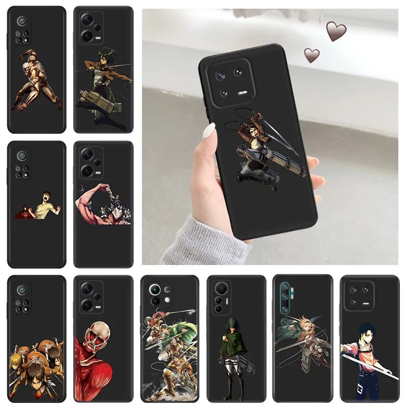 Silicone Soft Phone Case for Redmi Note 13 Pro 4G 5G 12 12c 13c Note12 Xiaomi 12t 12x 13Lite 12Lite Attack on Titan Cover