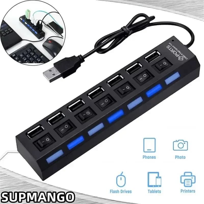 Hub USB Adaptateur USB Multi Ports UtiliserUSB 2.0 PC Ordinateur Accessoires Commutateur USB pour Ordinateur Portable