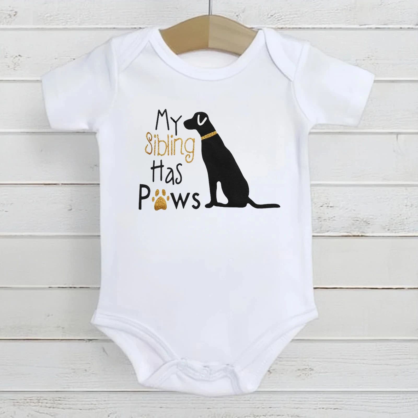 Summer New Casual Newborn Baby Boy Girl Short Sleeve Letter Print My Sibling Has Paws Cute Dog Romper Baby Clothes Bodysuits