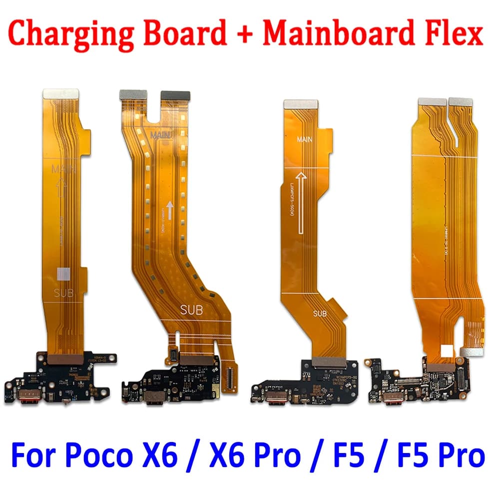 NEW USB Charging Port Microphone Dock Connector Board Main FPC Mainboard Power On Off Flex Cable For Xiaomi Poco X6 F5 X6 F5 Pro