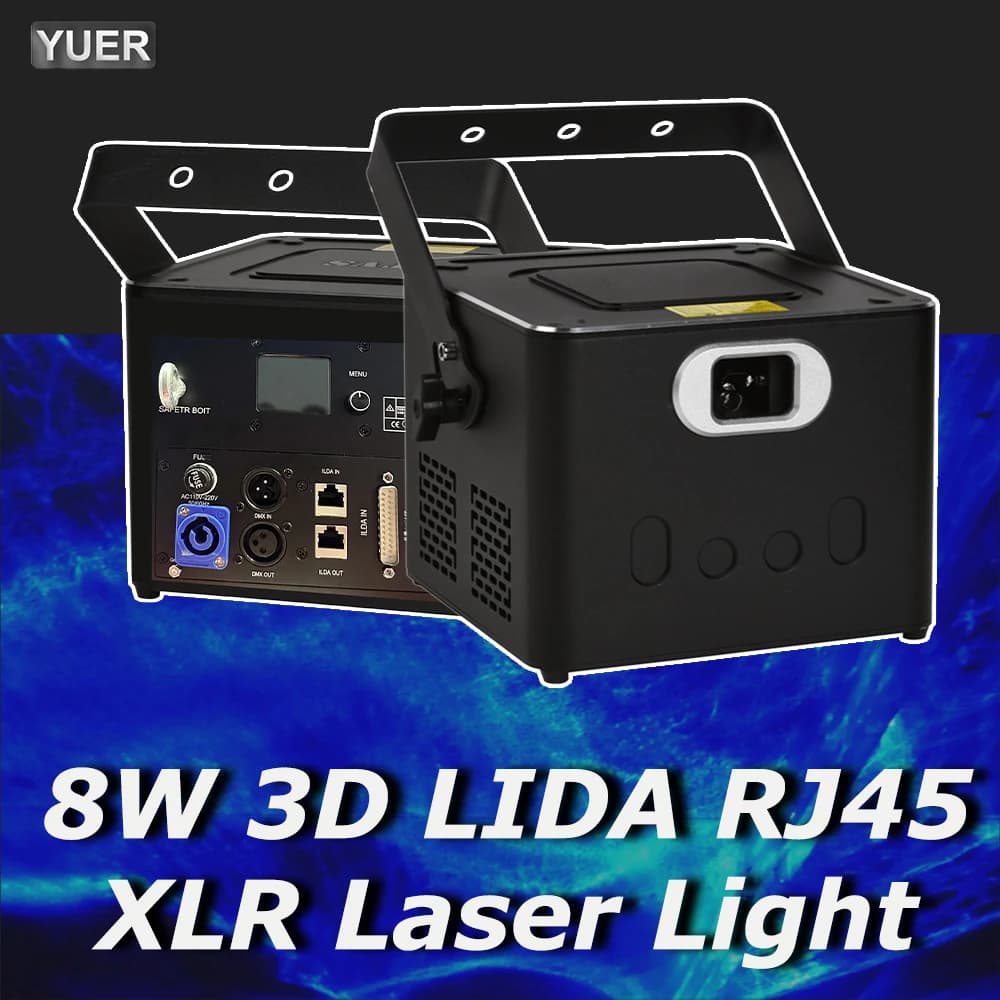 NEW 8W RGB Laser Light Stage Animation Scanner Dj Laser Light With ILDA RJ45 DMX Animation Laser Light Beam Disco for Party Show