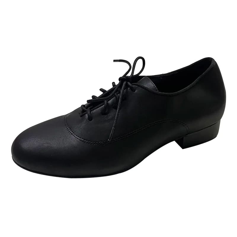 Wedopus Customized Men's 2CM Black Leatherette Heels Ballroom Dance Shoes Suede Sole Lace-up Modern Dancing Shoes