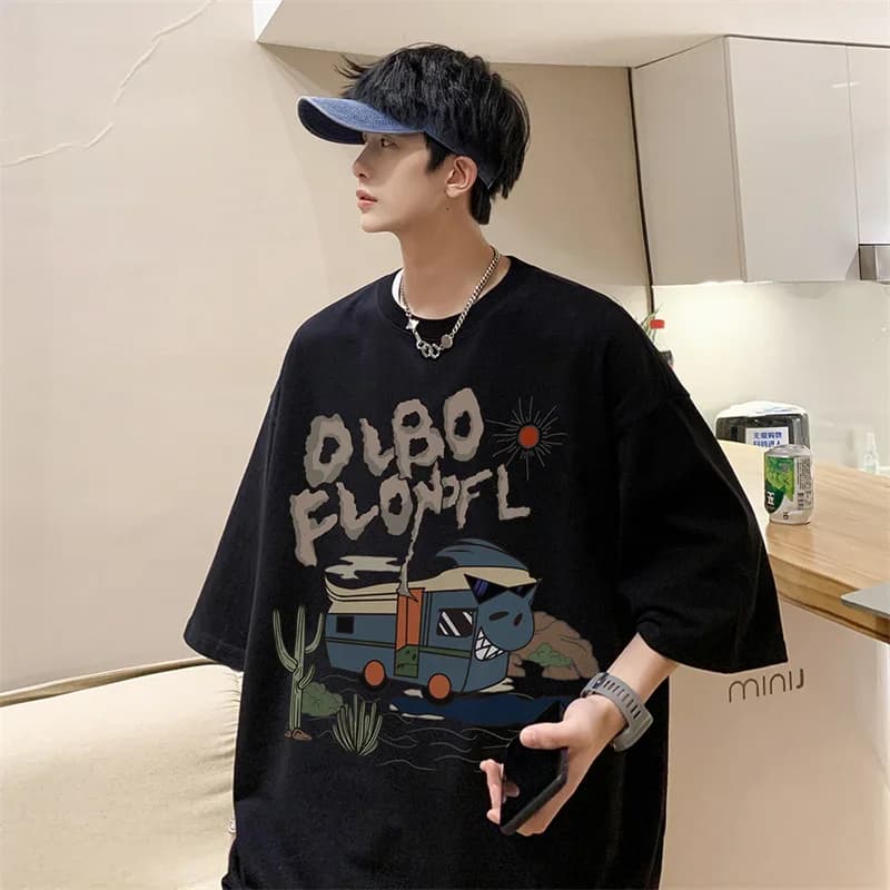 Funny Men's Cotton T-shirts White Mens Oversized T Shirt Casual Summer Wear Fashion Print 5XL Tee Shirts for Men New Clothes