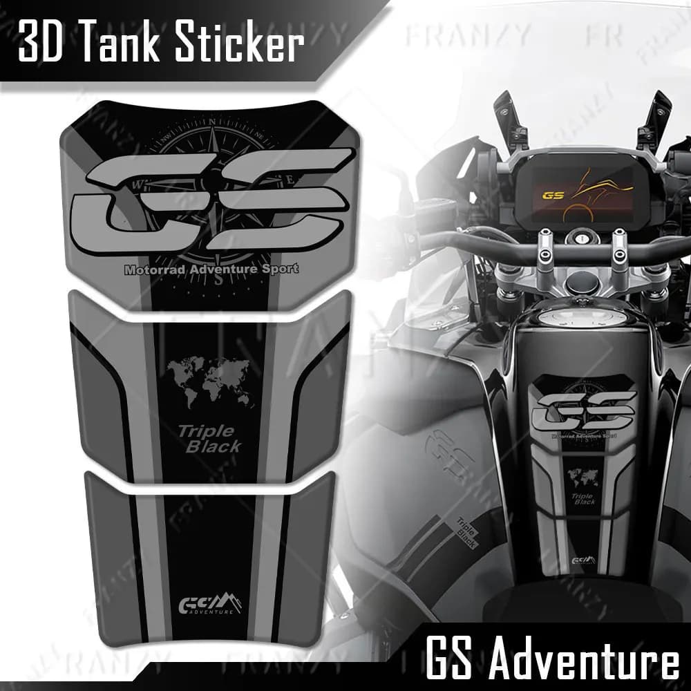 For R1200GS ADV R1250GS R 1250 GS Adventure 3D Motorcycle Tank Pad Sticker Protector Triple black 40 years Decal 2022 2023