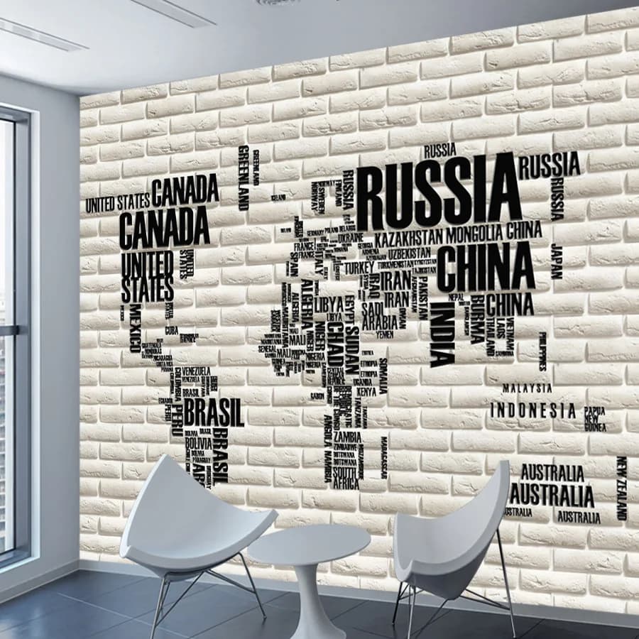 Custom Peel and Stick Wallpaper Wall Papers Home Decor Wallpapers for Bedroom Walls Modern Letter World Map TV Background Mural