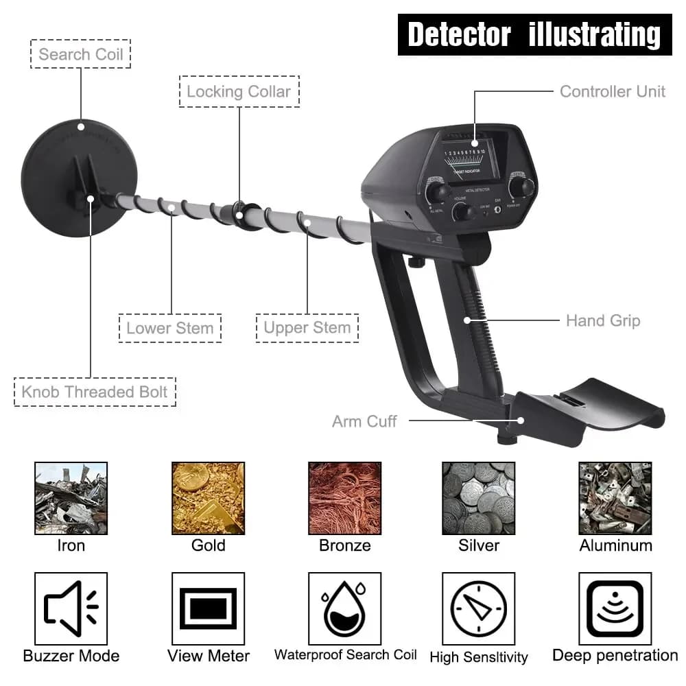 MD-4030 Metal Detector Underground Gold Detector Outdoor Gold Digger Length Adjustable Treasure Hunter Seeker Portable Detector