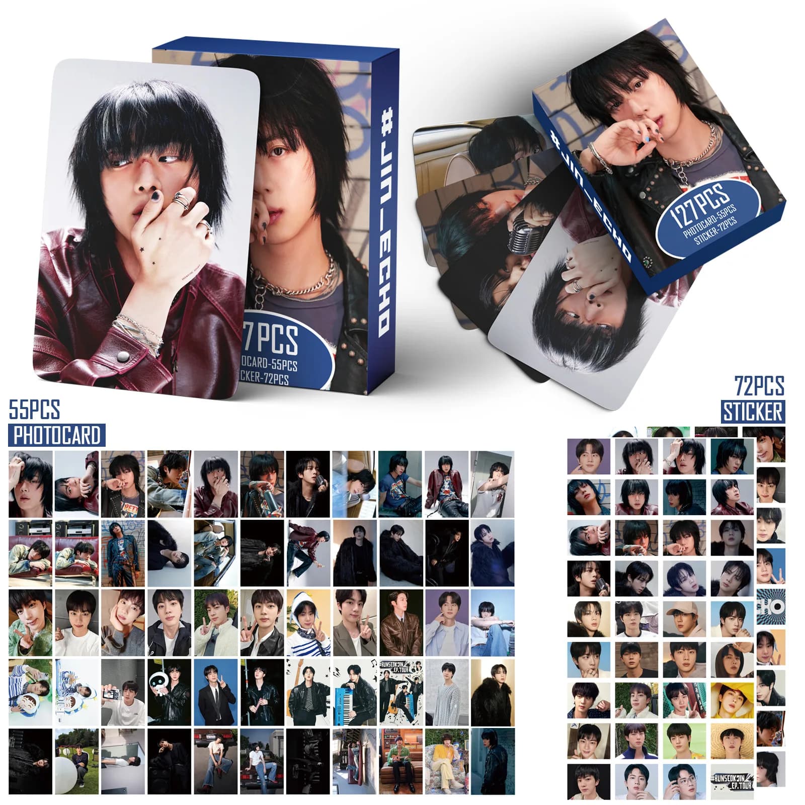 55+72Pcs/Set Kpop JIN Cards New Album Echo Card Mini Stickers Photocard Fans Collection Postcards Gift
