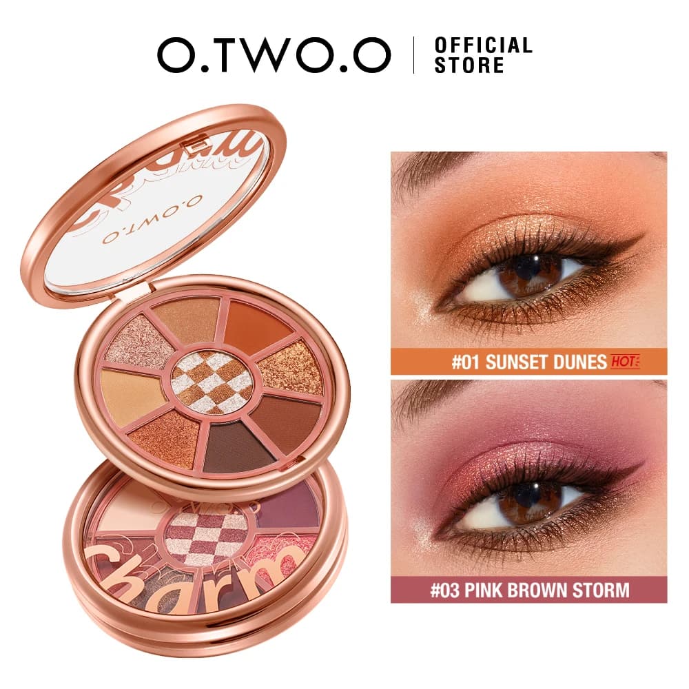 OTWO.O Eyeshadow Palette 9 Colors Waterproof Matte Smooth Pearly Shine Brighten Highlighter Eye Shadow Makeup Glitter Eyeshadow